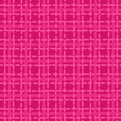 Pink color checkered fabric texture Seamless pattern. Vector stock Cute surface design girly fashion. Knitted fabric background - 423196437