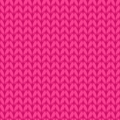 Knitted fabric pink texture. Seamless pattern Vector stock Cute surface design girly fashion background. Template winter repeat backdrop - 423196471