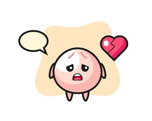 meat bun cartoon illustration is broken heart