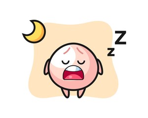 meat bun character illustration sleeping at night