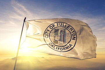 Fullerton of California of United States flag waving on the top