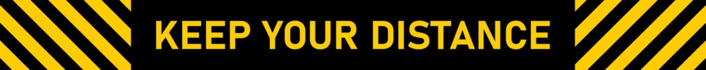 Keep Your Distance Floor Marking Stripe Tape Sticker Instruction Icon with an Aspect Ratio of 10:1. Vector Image.
