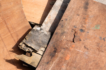 Abstract of a pile of discarded wood.