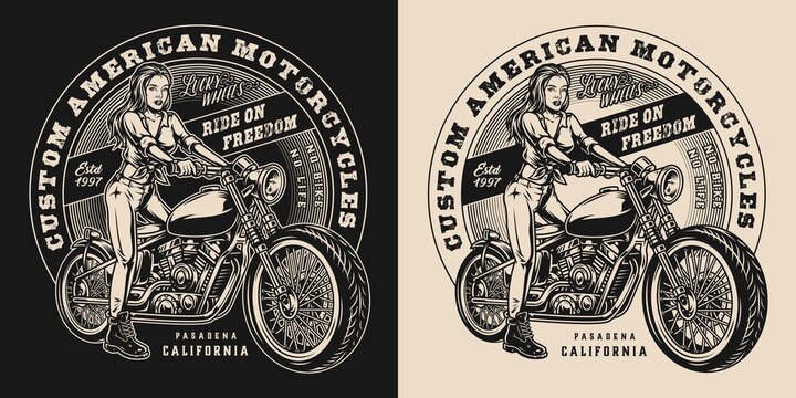 Custom motorcycle vintage print