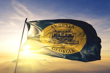 Augusta of Georgia of United States flag waving on the top - obrazy, fototapety, plakaty