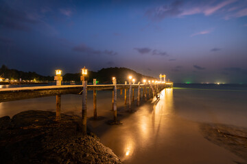 A wooden bridge into the sea in Kood island, Thailand
