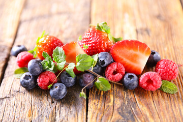 berries fruits- strawberry,  raspberry and blueberry