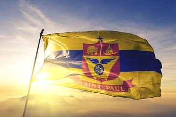 Saint Paul of Minnesota of United States flag waving on the top