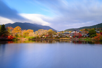 Fototapeta na wymiar A famous Kirin Lake, Oita, Japan in the morning