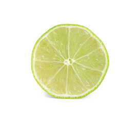 Cut lime isolated on white. Exotic fruit