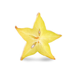 Fototapeta premium Slice of carambola isolated on white. Exotic fruit
