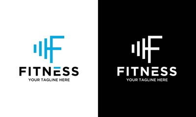 Obraz premium letter F initial in kettlebell for fitness logo icon vector template