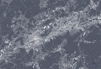map of the city of Wuppertal, Germany