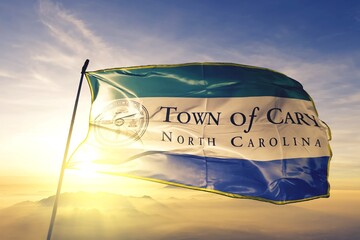 Cary of North Carolina of United States flag waving on the top