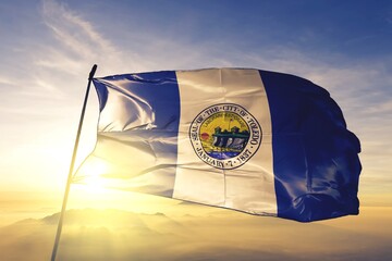 Toledo of Ohio of United States flag waving on the top