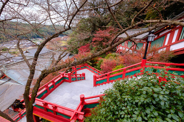 A red stairway to Yutoku Inari Shrine in Saga