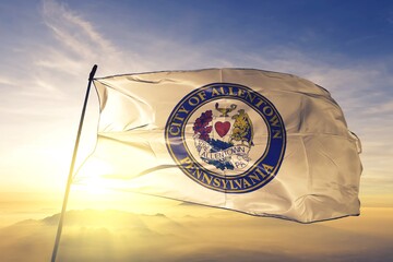 Allentown of Pennsylvania of United States flag waving on the top