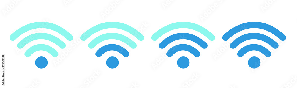 Poster wifi wireless w lan internet signal flat icons for apps or websites. vector isolated on white backgr