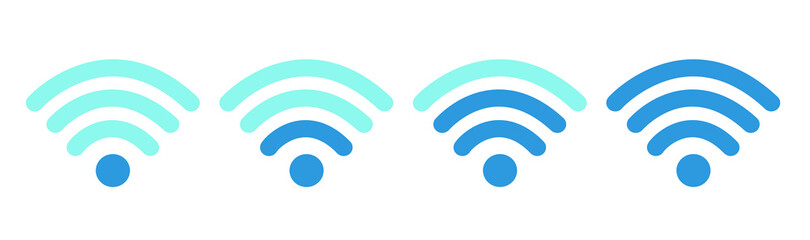 Wifi Wireless W Lan Internet Signal Flat Icons For Apps Or Websites. Vector Isolated On white Background