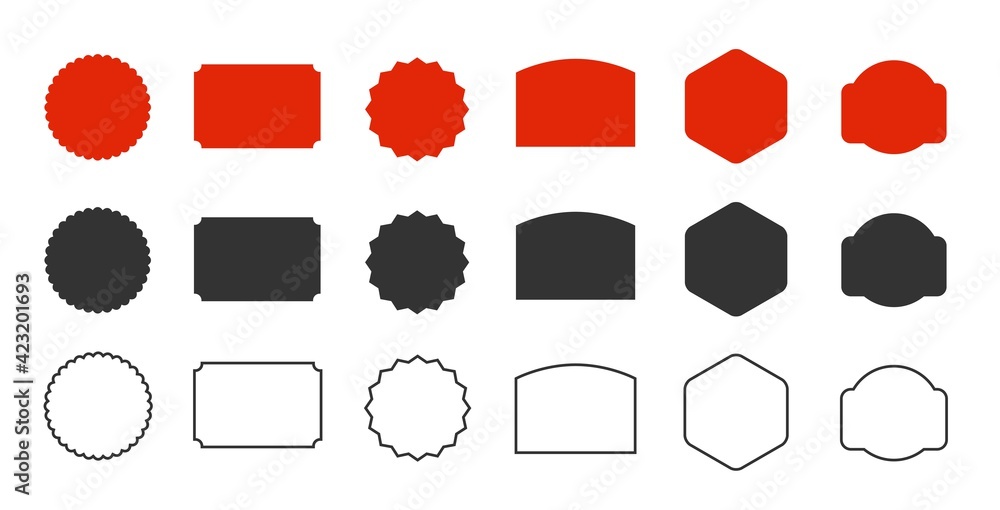 Aufkleber starburst empty emblem of red and black colours. empty starburst set. illustration