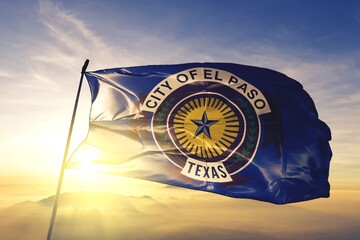 El Paso of Texas of United States flag waving on the top