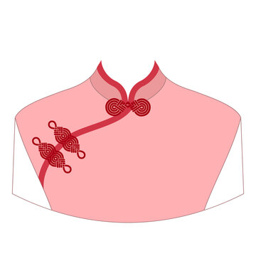 Neckline asian design. Traditional chinese dress women's - qipao. Vector clipart.