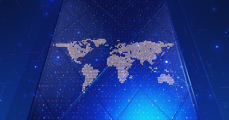 TV Broadcast News Opening Graphics. Digital Cube Globe. 3D Illustration Render. Digital Technologies, Computer Networks, Social Media, Big Data.