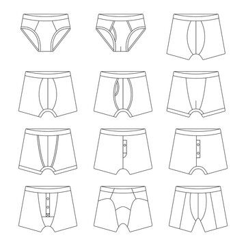 Template men underpants vector illustration flat sketch design outline