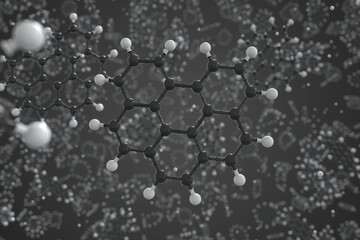 Molecule of benzo(ghi)perylene, ball-and-stick molecular model. Science related 3d rendering