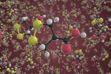 Asparagusic acid molecule. Ball-and-stick molecular model. Chemistry related 3d rendering