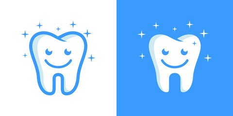 happy clean white tooth icon - dental illustration design vector