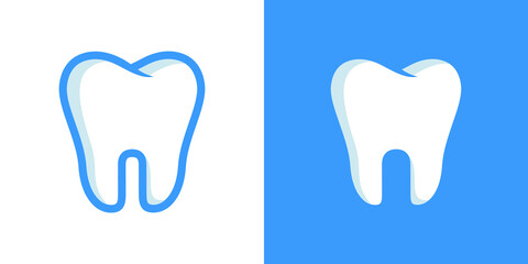 White and blue Tooth icon - dental logo template vector