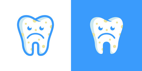dirty white tooth icon - dental illustration design vector