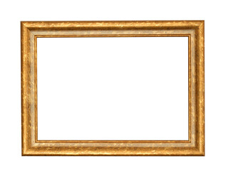 Brown wooden frame for paintings. Isolated on white