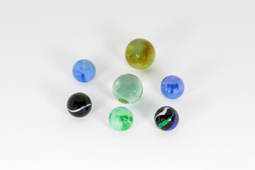 glass marbles on white