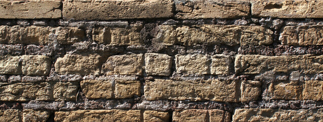 Ancient brick wall worn by time.