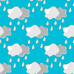 Seamless vector pattern with cloud and rain