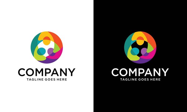 Circle three abstract people diversity logo vector, Team of three people logo. Concept of people group meeting collaboration and great work.