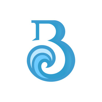 B Letter Logo With Wave And Serif Font