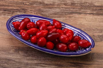 Sweet and ripe cornel berries