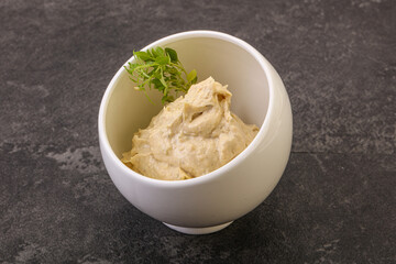 Vegan food - hummus with olive oil