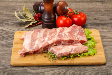 Raw pork ribs for cooking