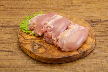 Raw chicken boneless and skinless leg