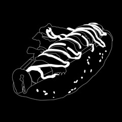 hot dog white on black background