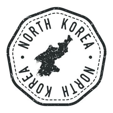 North Korea Map Stamp Retro Postmark. Silhouette Postal Passport. Seal Round Vector Icon. Badge Vintage Postage Design.