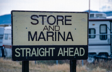 Store and Marina Sign at RV Campground