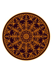 classical Mandala, rosette, eight-pointed star, set of Ornamental vector rosettes, snowflakes gold on burgundy background