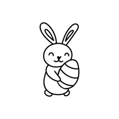 Hand drawn cute doodle easter bunny character