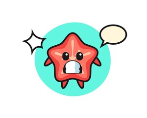 starfish character cartoon with shocked gesture