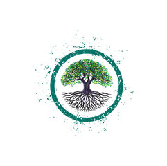 Obraz premium tree logo with circular frames, vintage style logo
